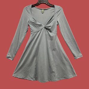 Wild Fable - Women's Long Sleeve Twist - Front Mini Knit Skater Dress - Gray - M